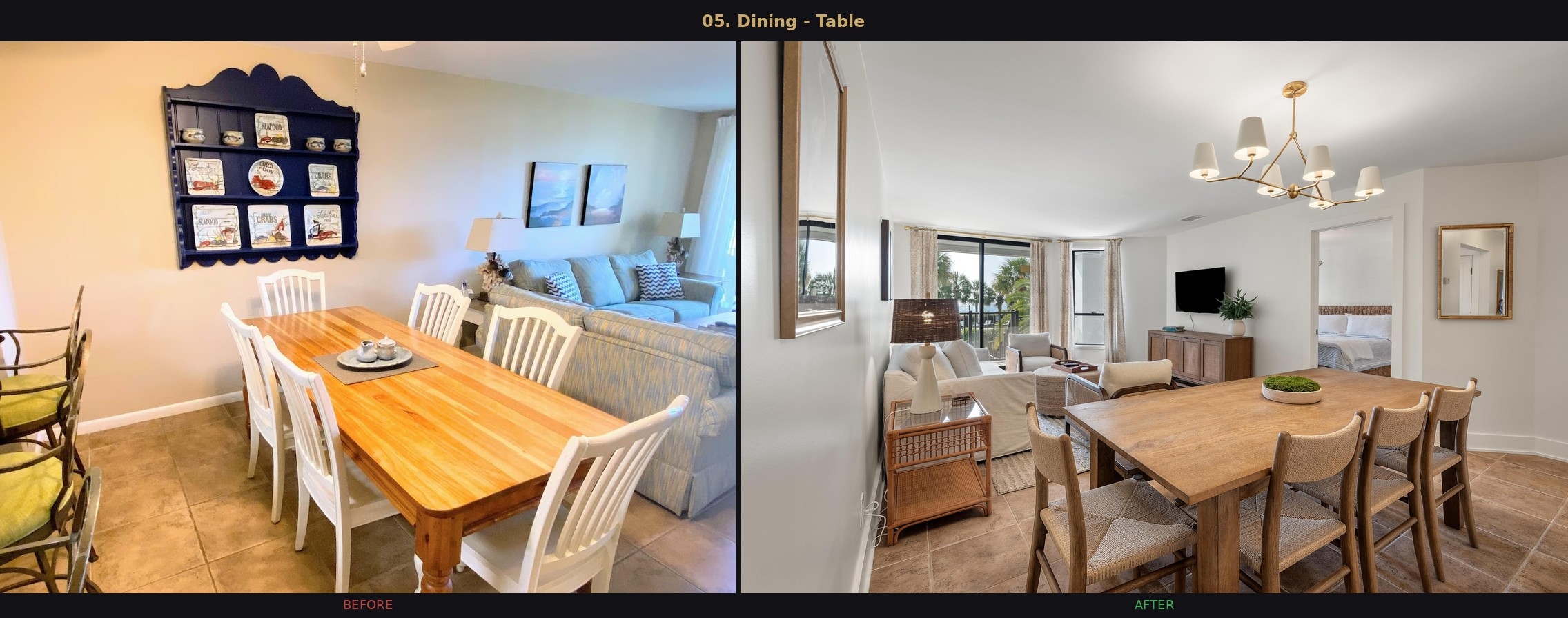 Dining — Table before and after