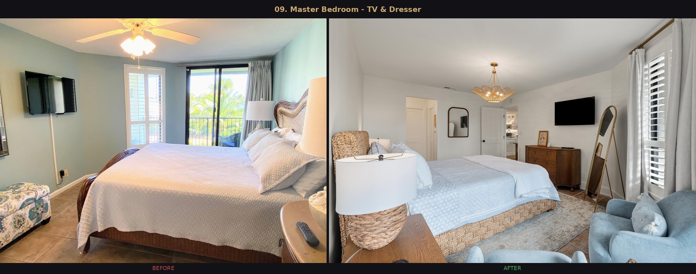 Master Bedroom — TV and Dresser before and after