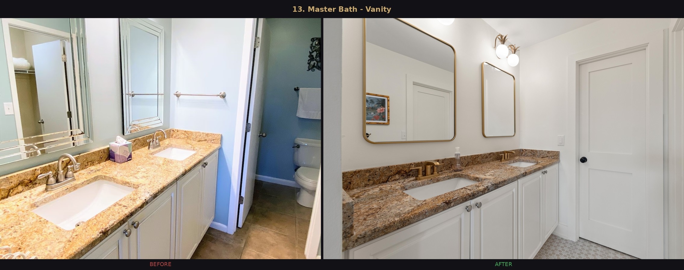Master Bath — Vanity before and after