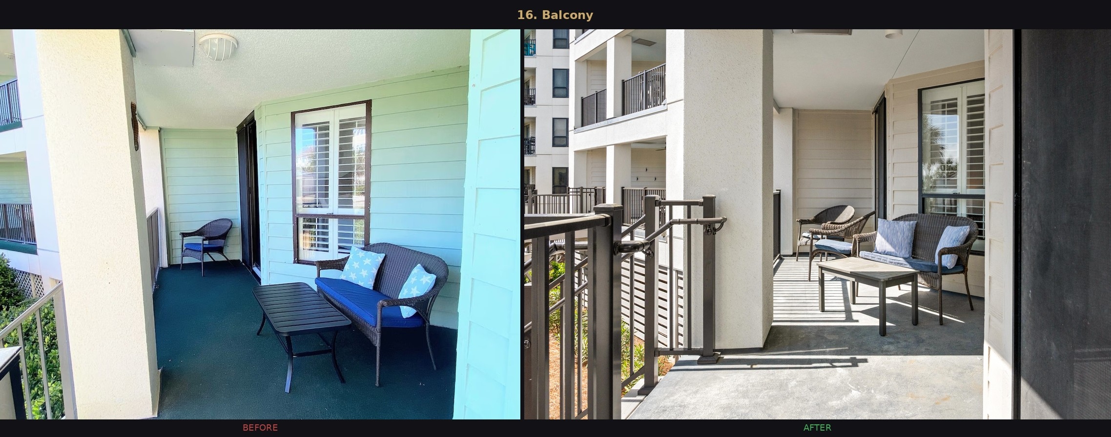 Balcony before and after