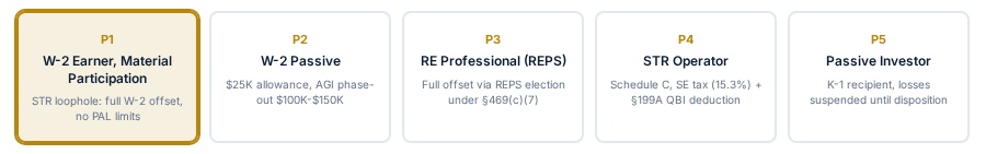 STRVue five owner personas — P1 through P5